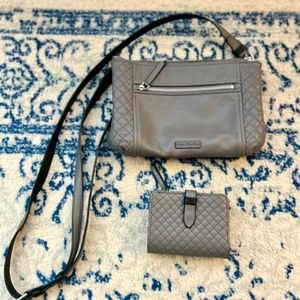 Vera Bradley gray leather purse and wallet